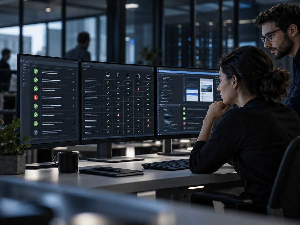 Equipo validando una solución mediante pruebas de software